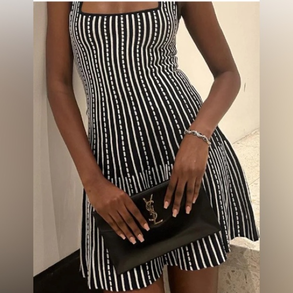 Black and White Striped Women's Dress